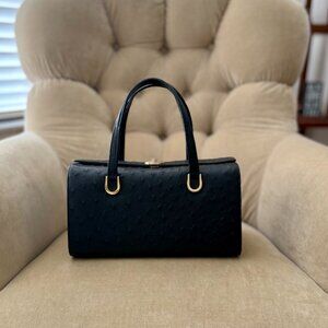 VTG Auth KWANPEN Singapore Genuine Ostrich Turnlock Satchel Bag...GORGEOUS!